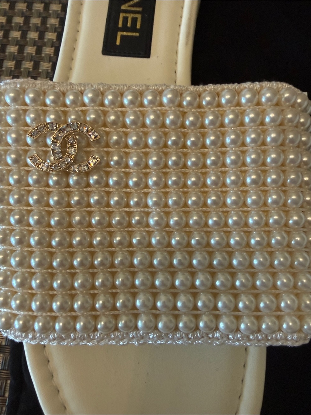 CHANEL White Pearl-Embellished Slide Sandals - Picture 2 of 5